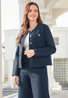 Collarless Jacket (Navy)