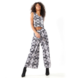 Babs Lightweight Wide Leg Pants - Brooklyn Bridge Print