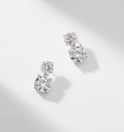 DOUBLE ROUND CZ STUD EARRINGS