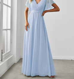 ever LEORA|A-Line Pleated Chiffon Tie-Waist Bridesmaid Dress