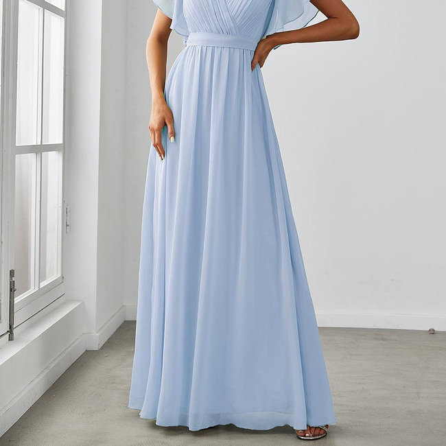 ever LEORA|A-Line Pleated Chiffon Tie-Waist Bridesmaid Dress-gallery-33139081347146