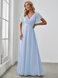 ever LEORA|A-Line Pleated Chiffon Tie-Waist Bridesmaid Dress