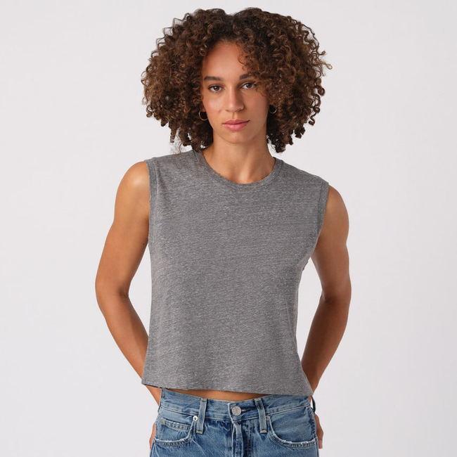 Sleeveless Babe Tee <br> Heather Grey-gallery-31356326379586