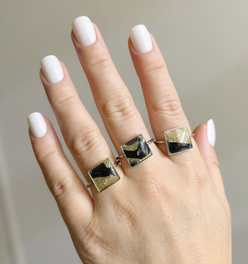 black Marbled Rings