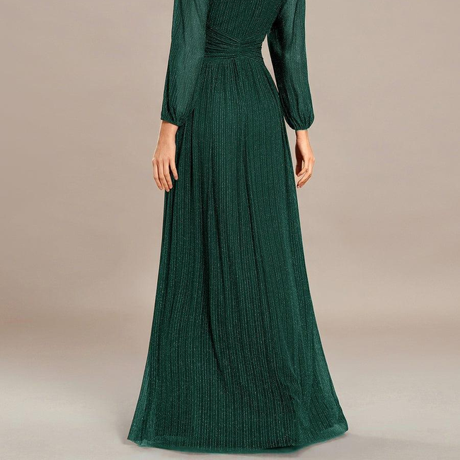 ever BRYM|Glittery Empire Waist Long Lantern Sleeves A-Line Evening Dress-gallery-31058964316234