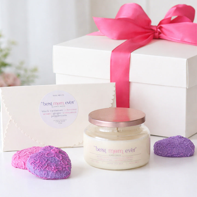 Best Mom Ever Gift Set – Soy Candle & Heart Wax Melts-gallery-38062751121478