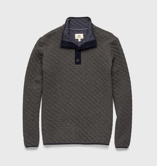 Ken Quilted Button Mock – Charcoal Heather