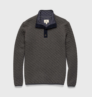 Ken Quilted Button Mock – Charcoal Heather