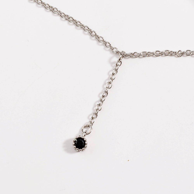 Drop Necklace with Five Cubic Zirconia Stone-gallery-30351515582522