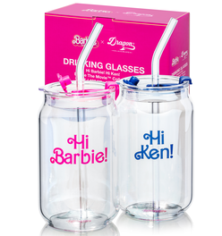 Barbie™ The Movie x Dragon Glassware® Hi Barbie! Hi Ken! Drinking Glasses