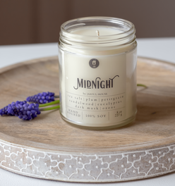 Midnight Soy Candle | Sea Salt + Sandalwood + Eucalyptus + Plums - 8 oz.