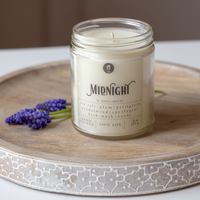 Midnight Soy Candle | Sea Salt + Sandalwood + Eucalyptus + Plums - 8 oz.-gallery-29204600455238