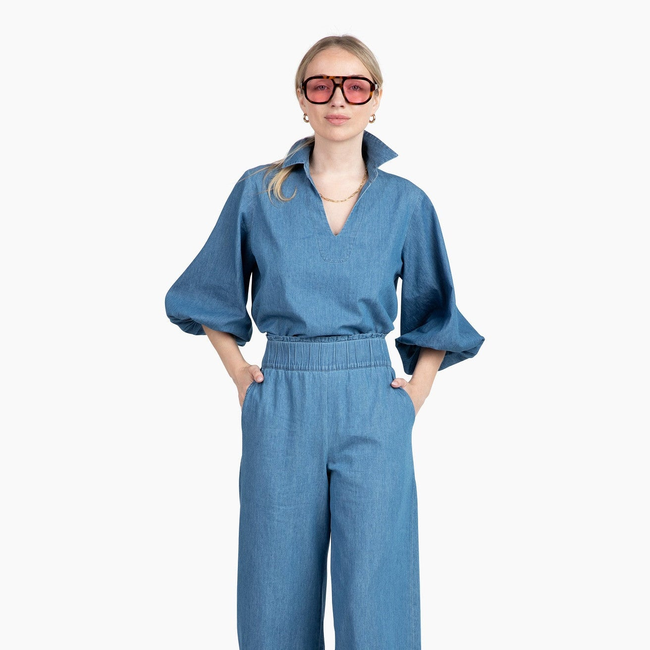 Take Pause Pant Set - Chambray-gallery-51834732871968