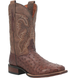 Dan Post Alamosa -Mens Ostrich Skin Leather Cowboy Boots (Chocolate)