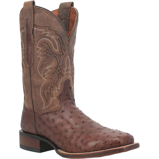 Dan Post Alamosa -Mens Ostrich Skin Leather Cowboy Boots (Chocolate)-gallery-46122235101490