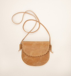 Scalloped Little Kids' Leather Bag in Butterscotch