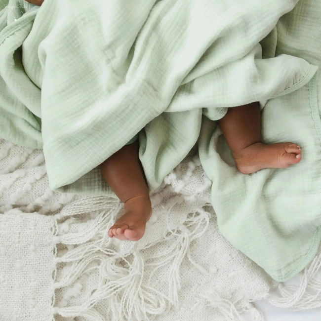 100% Muslin Cotton Blanket – Sage Green Solid (Available in Two Sizes)-gallery-46906245546217