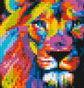 Lion Colourful Pop Art - Brick Art Mosaic Kit