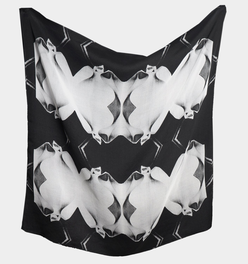 Silk 26 Inch Square Scarf - Gaudi - Black and White
