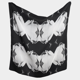 Silk 26 Inch Square Scarf - Gaudi - Black and White