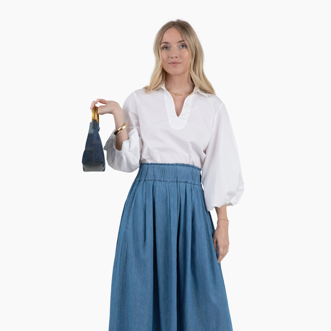 Take Pause Maxi Skirt - Chambray-gallery-52247115628832