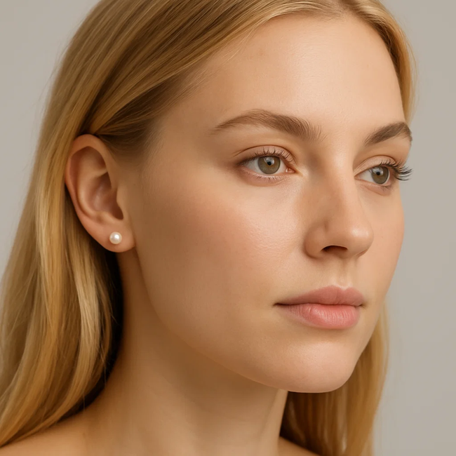 White Freshwater Pearl Stud Earrings 6-7mm-gallery-31413204713530