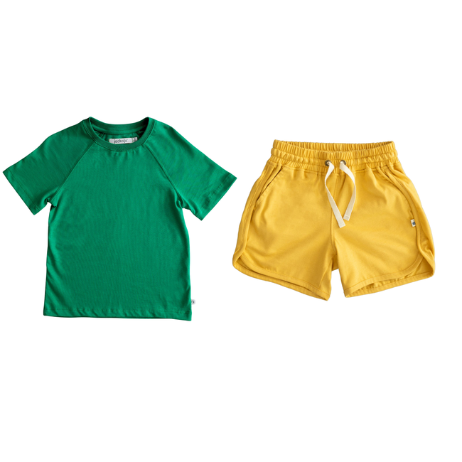 Frankie T-shirt & Ollie Short Set in Parakeet & Ochre-gallery-49262255964459