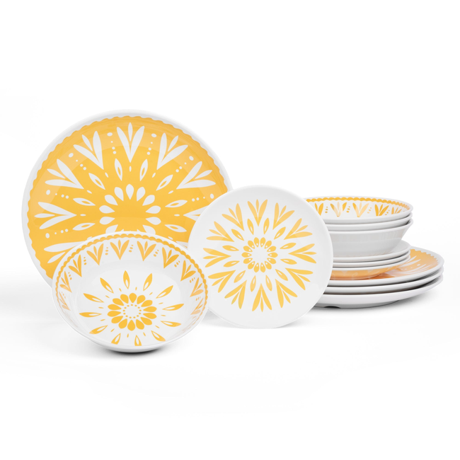 Melamine Everyday Tableware (12-Piece Set, 4 Place Settings)-gallery-53829109481844