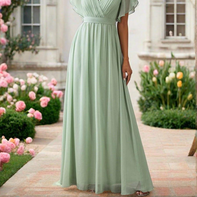 ever LEORA|Flowy Pleated A-Line Chiffon Tie-Waist Bridesmaid Dress-gallery-31317041283146