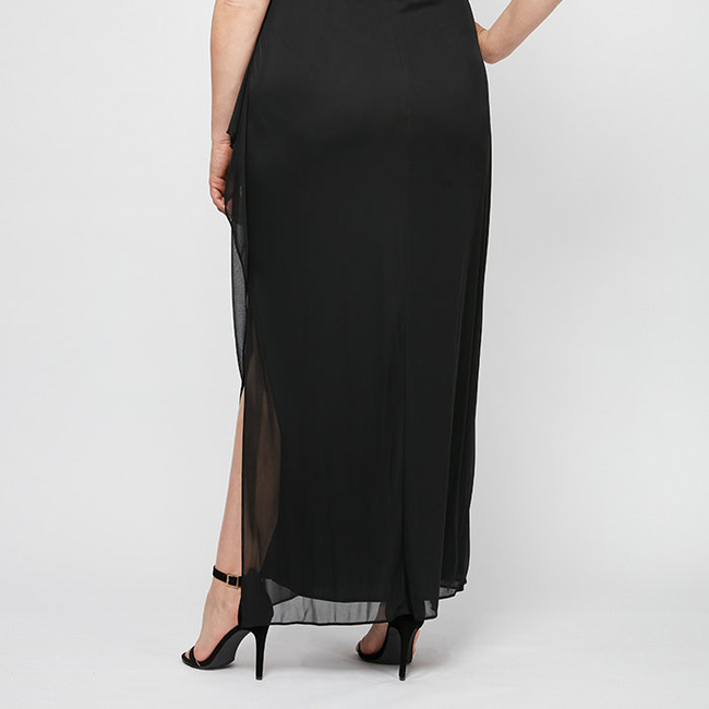 Plus Lindsay Cold Shoulder Mesh Gown-gallery-42505917235456