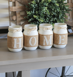 Mason Jar Set Home Decor | Farmhouse Table Centerpiece