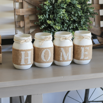Mason Jar Set Home Decor | Farmhouse Table Centerpiece
