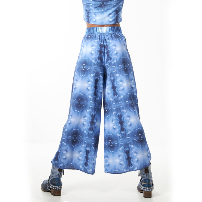 Babs Lightweight Wide Leg Pants - Blue Cloud Print-gallery-45252446486824