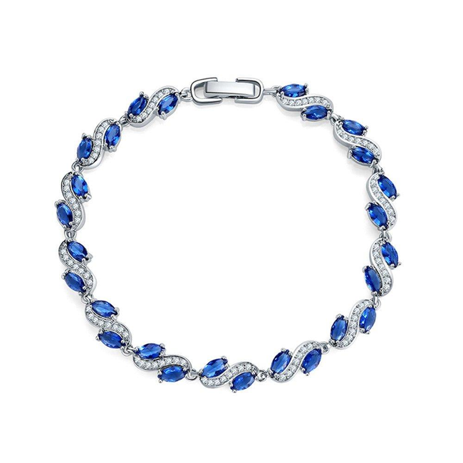 Cubic Zirconia Tennis Bracelet with AAA+ Cubic Marquise Sapphire Cubic Zirconia-gallery-30351476424762