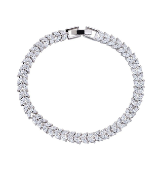 Marquise and Pear Cut Cubic Zirconia Tennis Bracelet White Diamond Cubic Zirconia