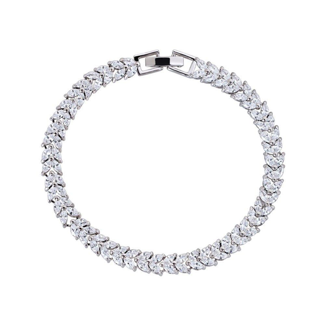 Marquise and Pear Cut Cubic Zirconia Tennis Bracelet White Diamond Cubic Zirconia-gallery-30351691743290