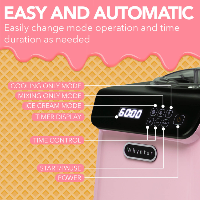 Whynter ICM‑128BPS Upright Automatic Ice Cream Maker 1.28  Qt  Pink Edition-gallery-47953908105464
