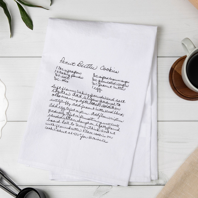 White Cotton Custom Family Recipe Tea Towel-gallery-43695927558367