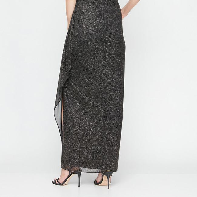 Petite - Hannah Glitter Mesh Gown-gallery-42518492119296