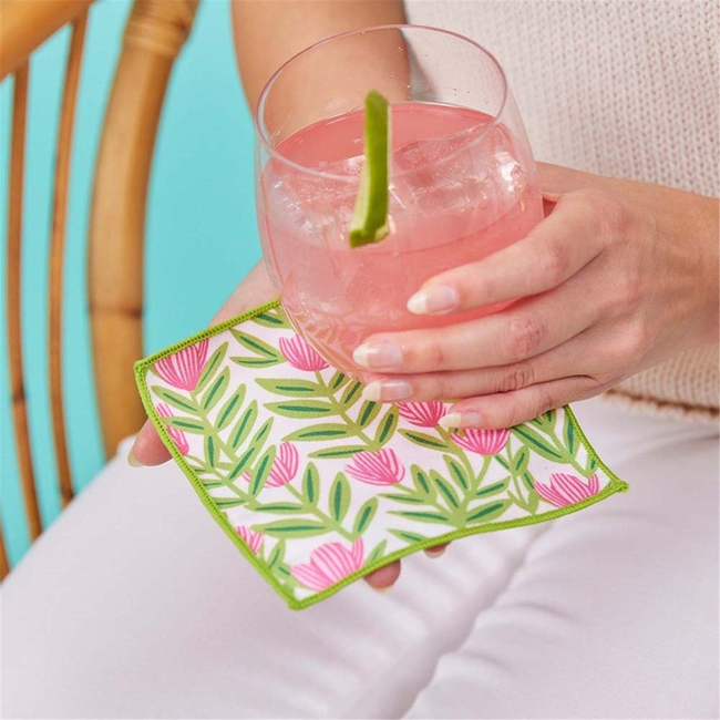 Poppy Papaver blu Kitchen Reusable Cocktail Napkins Set of 8-gallery-32767286411351