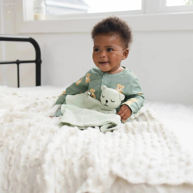 100% Muslin Cotton Comfort Blanket (Lovey) – Oat, Cream & Mint-gallery-47380150124777