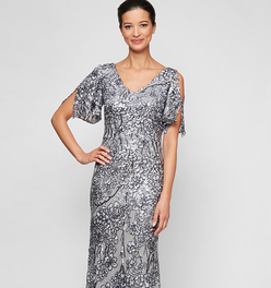 Caroline Flutter Sleeve Sequin Gown
