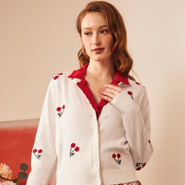 Cherry on Top Crew Neck Cardigan-gallery-38183515979947