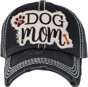 Dog Mom Distressed Vintage Baseball Cap (H-212)