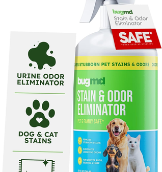 BugMD Enzyme Cleaner for Dog and Cat Urine, Pet Stain and Odor Remover for Carpet & Home