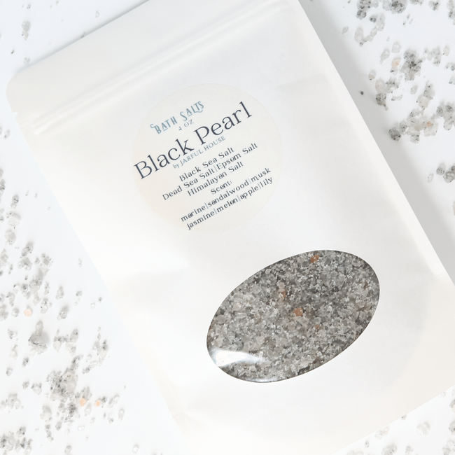 Black Pearl Bath Salts - 4 oz | Handmade Bath Soak with Black Sea Salt, Exotic Scents-gallery-32435632963654