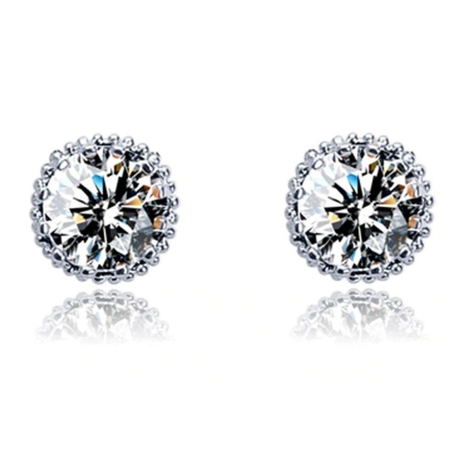 One Carat Cubic Zirconia Stud Earrings-gallery-30351737618490
