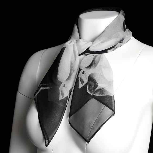 Silk 26 Inch Square Scarf - Gaudi - Black and White-gallery-53110964125992