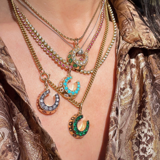 3GOG Original Good Luck Horseshoe Milgrain Pendant-gallery-56297449390395