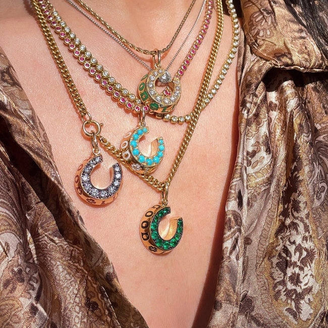 3GOG Original Good Luck Horseshoe Milgrain Pendant-gallery-56297449390395